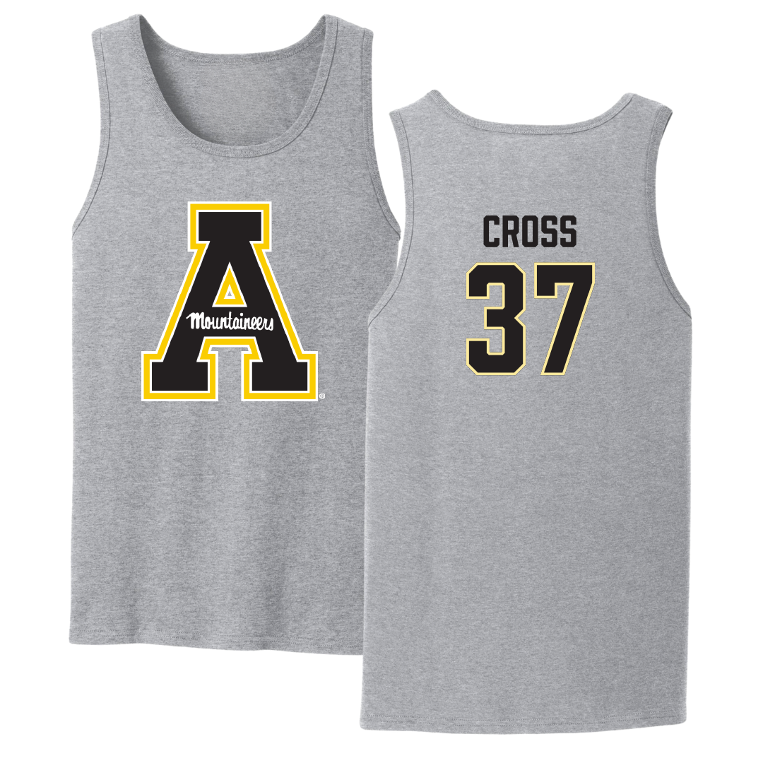 Appalachian State University Baseball Sport Gray Tank Top - #37 Caleb Cross
