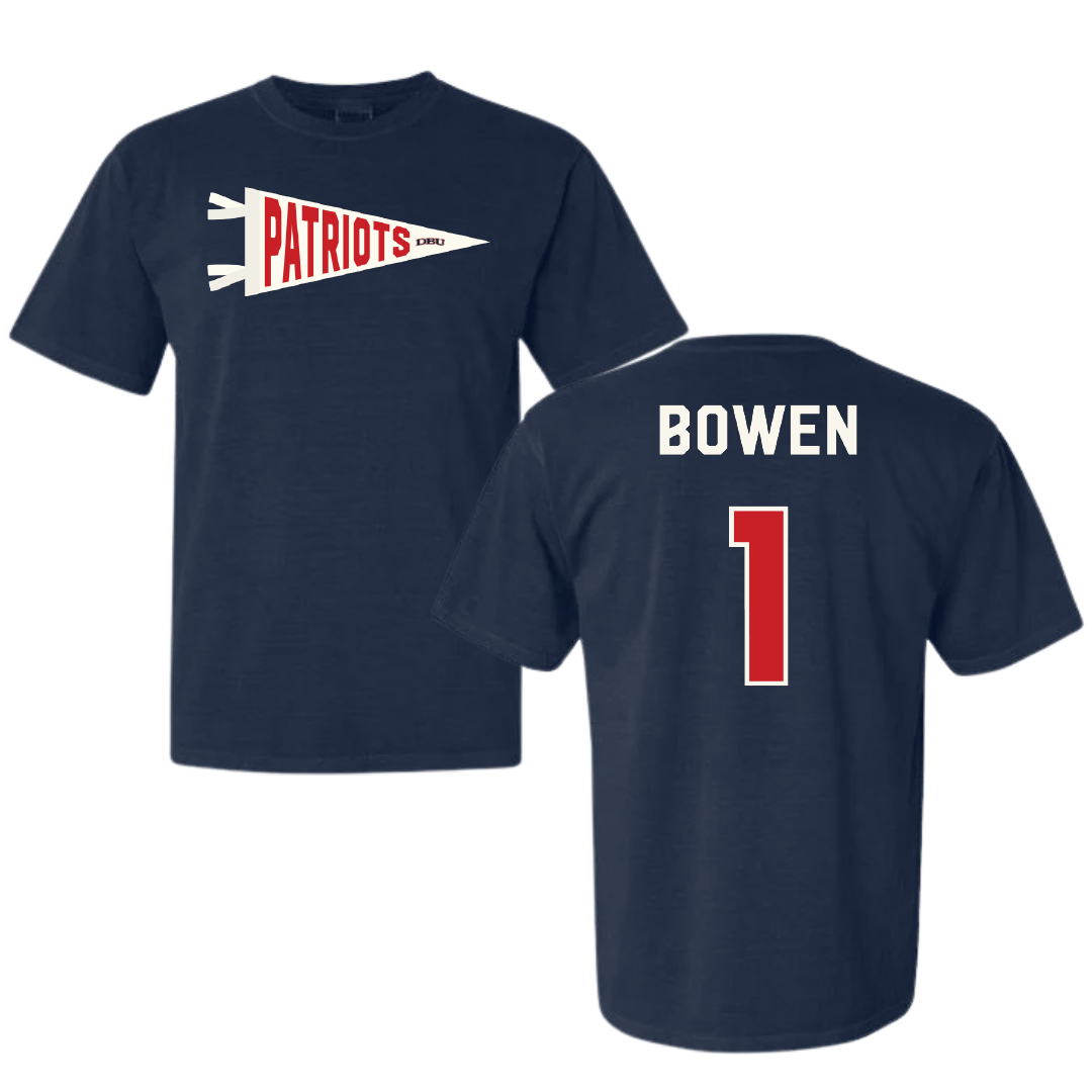 Dallas Baptist University Soccer Navy Pennant Comfort Colors Tee - #1 Breanna Bowen