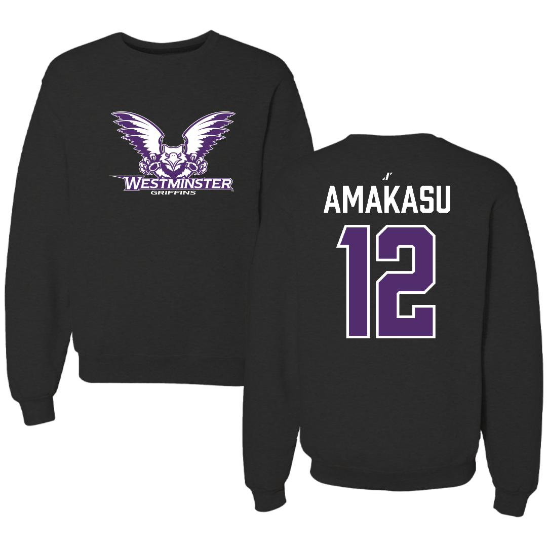 Westminster University (Utah) Basketball Black Crewneck - #12 Peter Amakasu