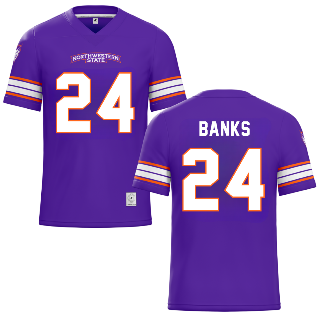 Northwestern State University Purple Football Jersey - #24 Brian Banks
