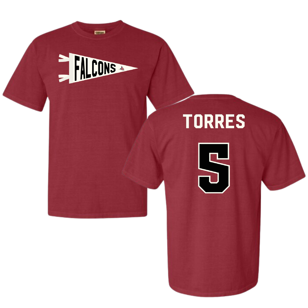 University of Wisconsin-River Falls Ice Hockey Crimson Pennant Comfort Colors Tee - #5 Aidan Torres