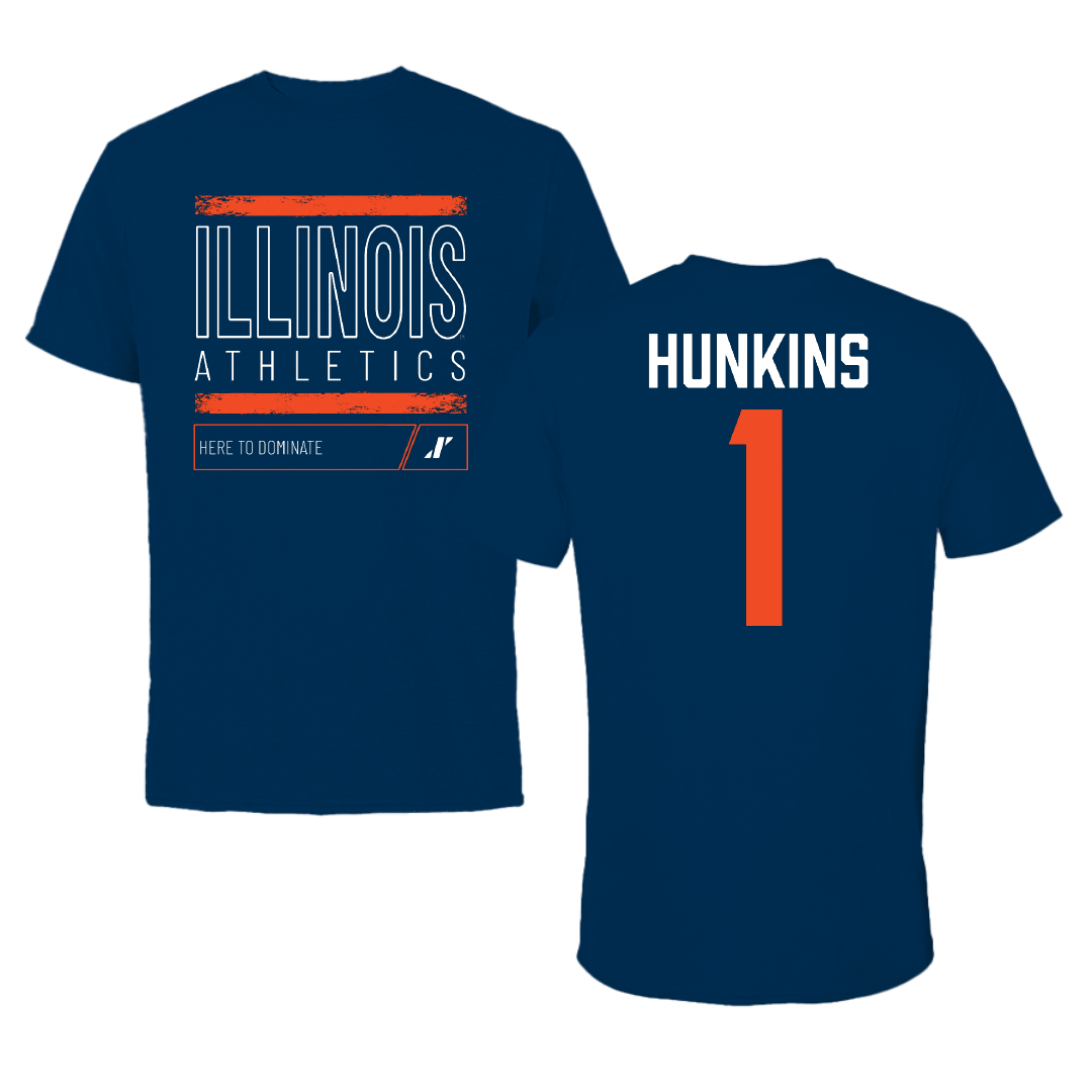 University of Illinois Softball Navy Dominate Performance Tee - #1 Reese Hunkins