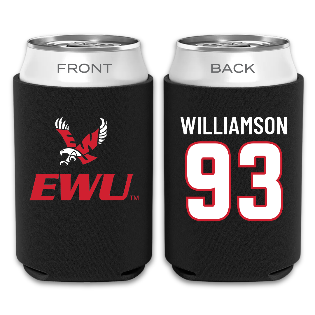 Eastern Washington University Football Black Can Cooler - #93 Ethan Williamson