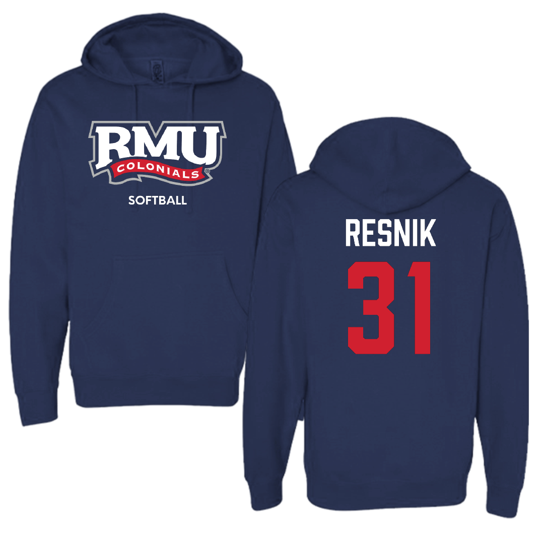 Robert Morris University Softball Navy Hoodie - #31 Anna Resnik