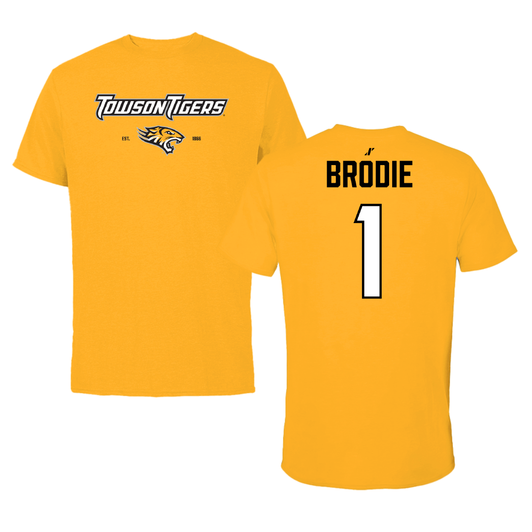 Towson University Football Gold General Performance Tee - #1 Myles Brodie