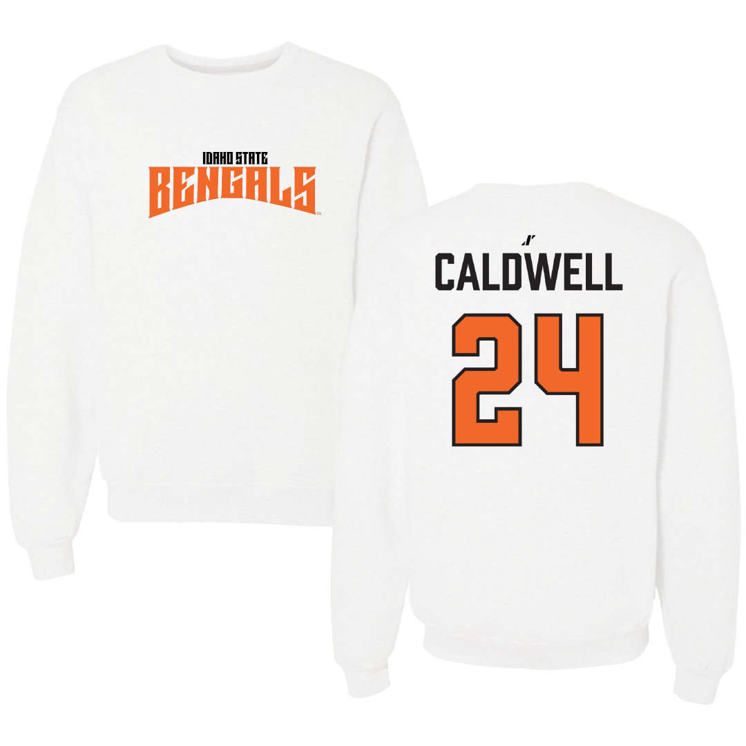 Idaho State University Basketball White Classic Crewneck - #24 Aspen Caldwell