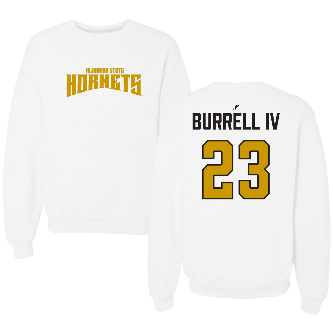 Alabama State University Football White Classic Crewneck - #23 Vincent Burrell IV