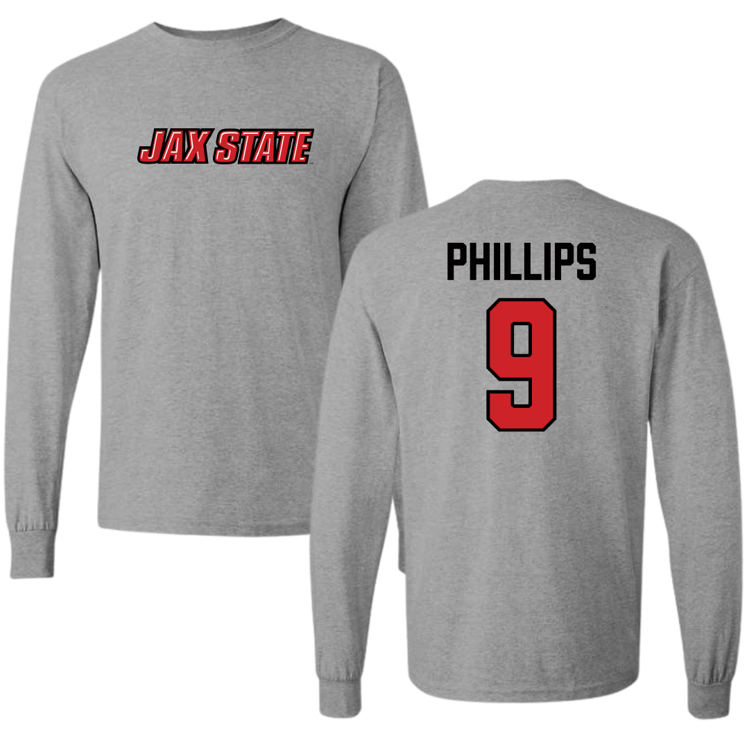 Jacksonville State University Softball Sport Gray Long Sleeve - #9 Ashley Phillips