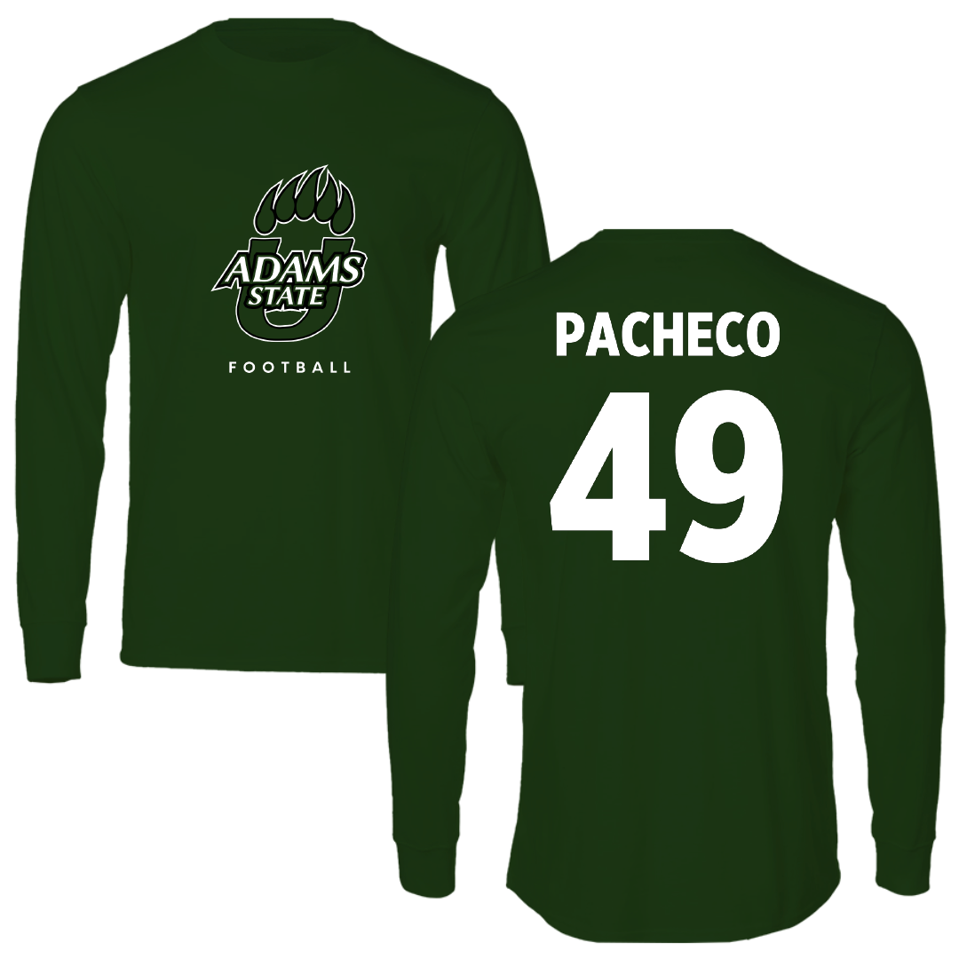 Adams State University Football Forest Green Performance Long Sleeve - #49 Quinton Pacheco