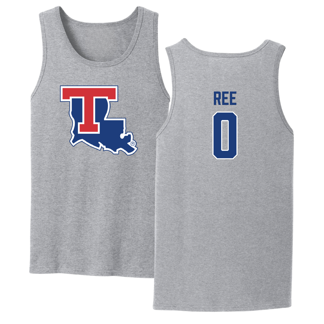 Louisiana Tech University Basketball Sport Gray Tank Top - #0 Devin Ree