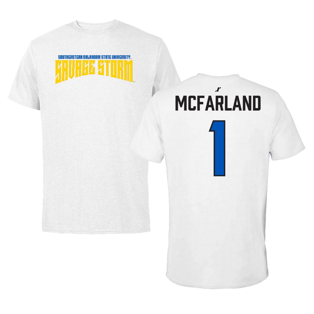Southeastern Oklahoma State University Volleyball White Classic Tee - #1 Riley McFarland