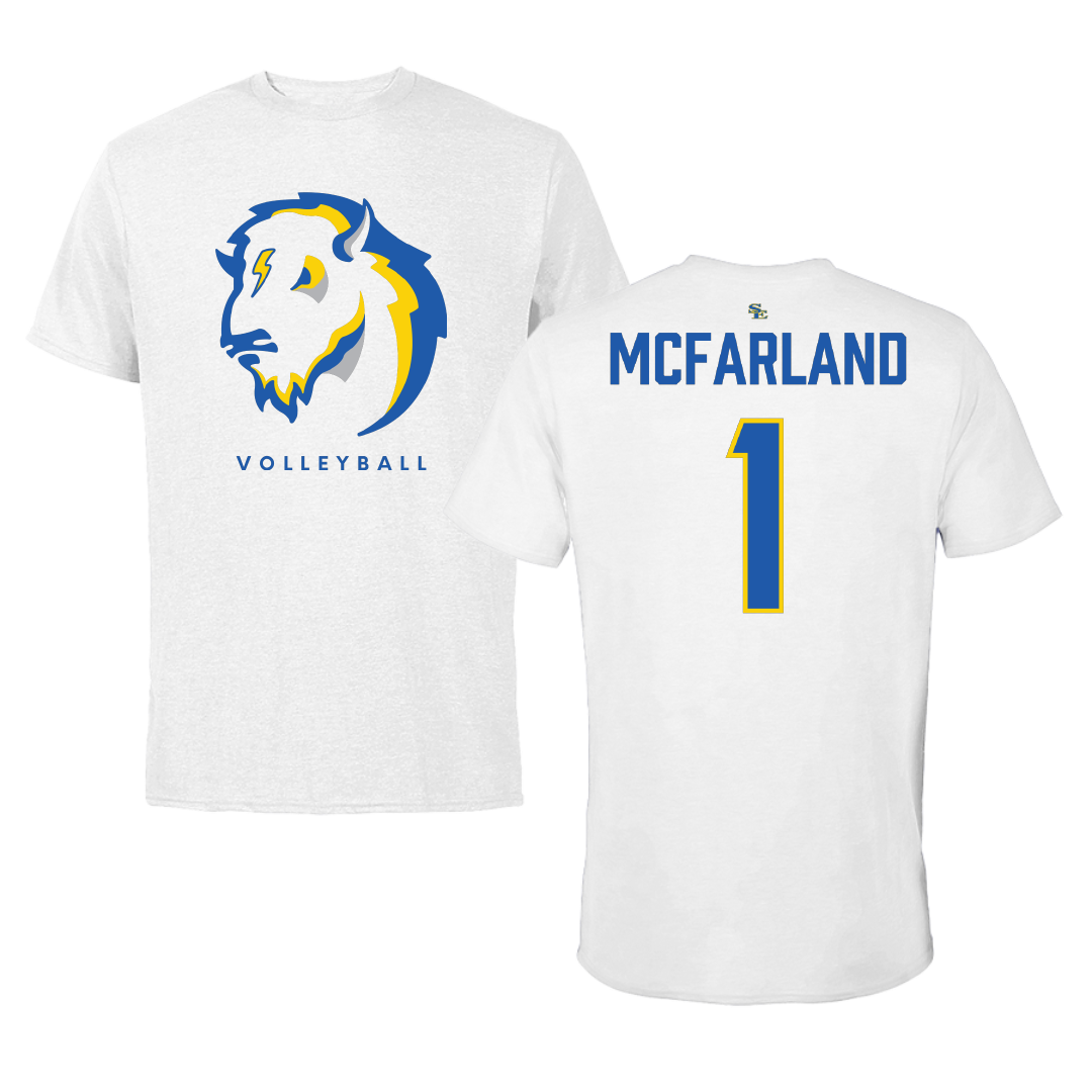 Southeastern Oklahoma State University Volleyball White Mascot Tee - #1 Riley McFarland