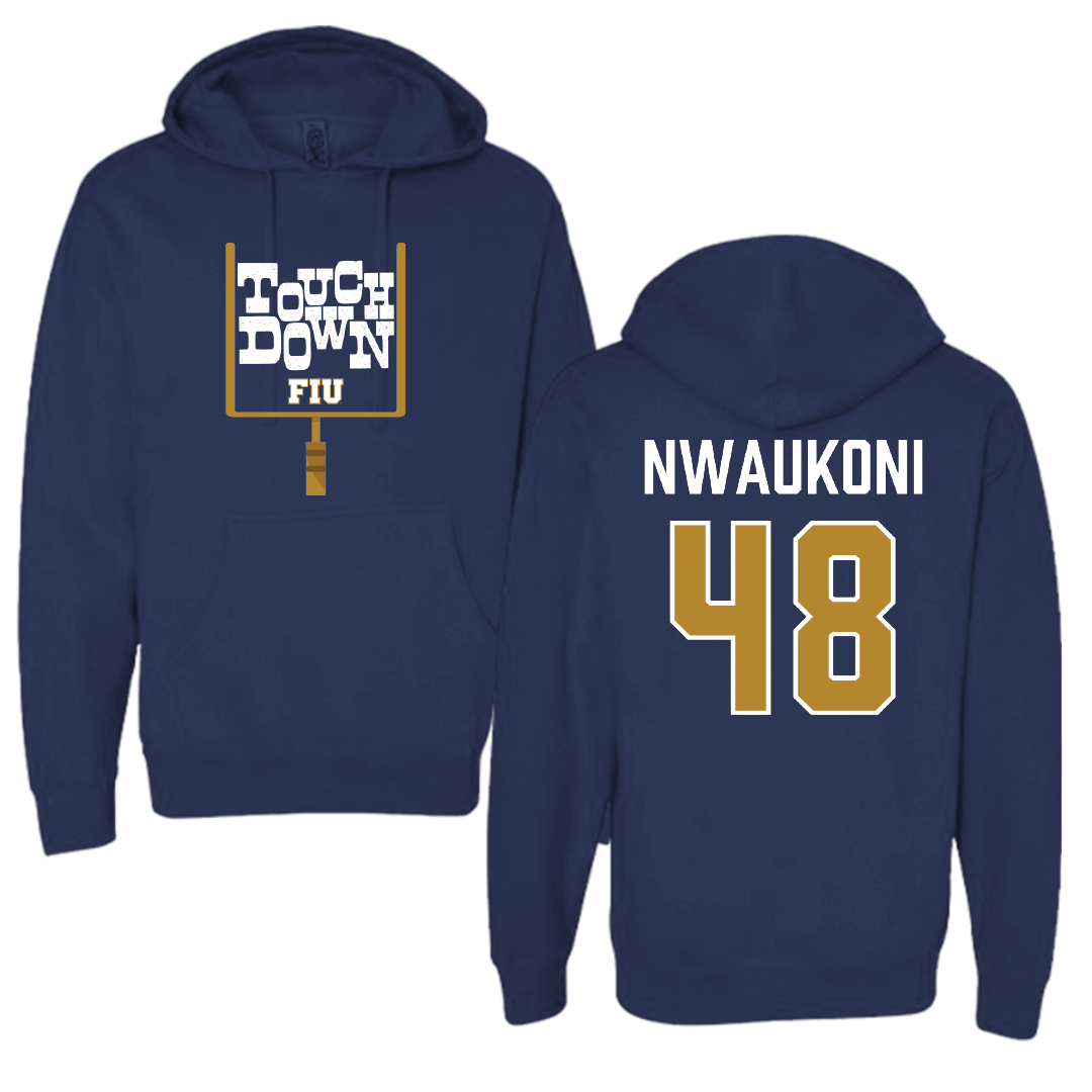 Florida International University Football Navy Touchdown Hoodie - #48 Richard Nwaukoni