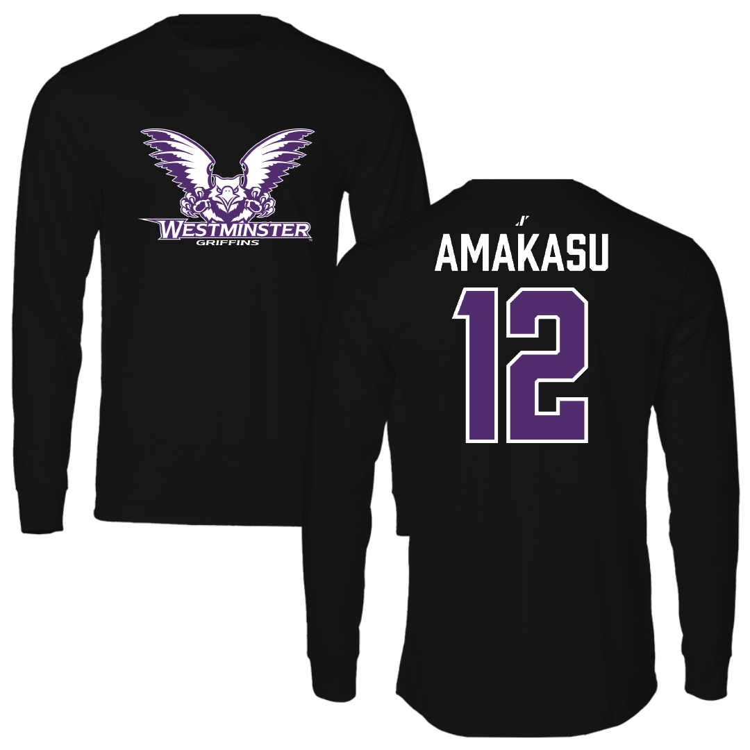 Westminster University (Utah) Basketball Black Performance Long Sleeve - #12 Peter Amakasu