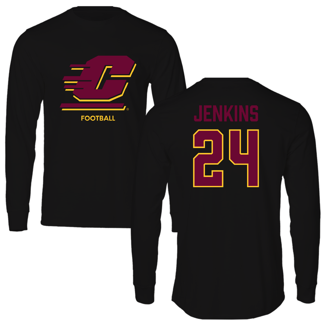 Central Michigan University Football Black Long Sleeve - #24 Mekhi Jenkins
