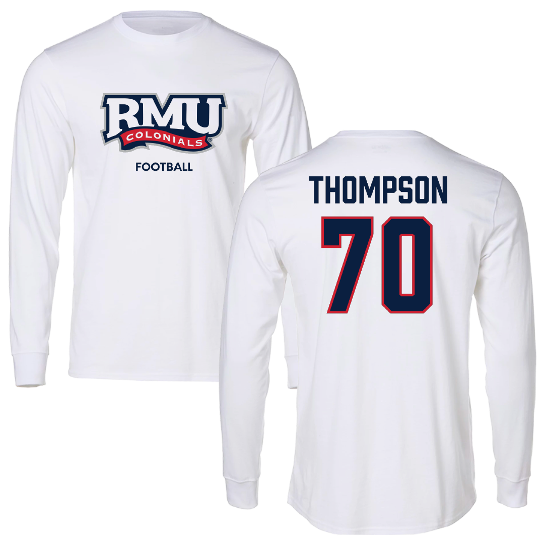 Robert Morris University Football White Mascot Performance Long Sleeve - #70 Dante Thompson