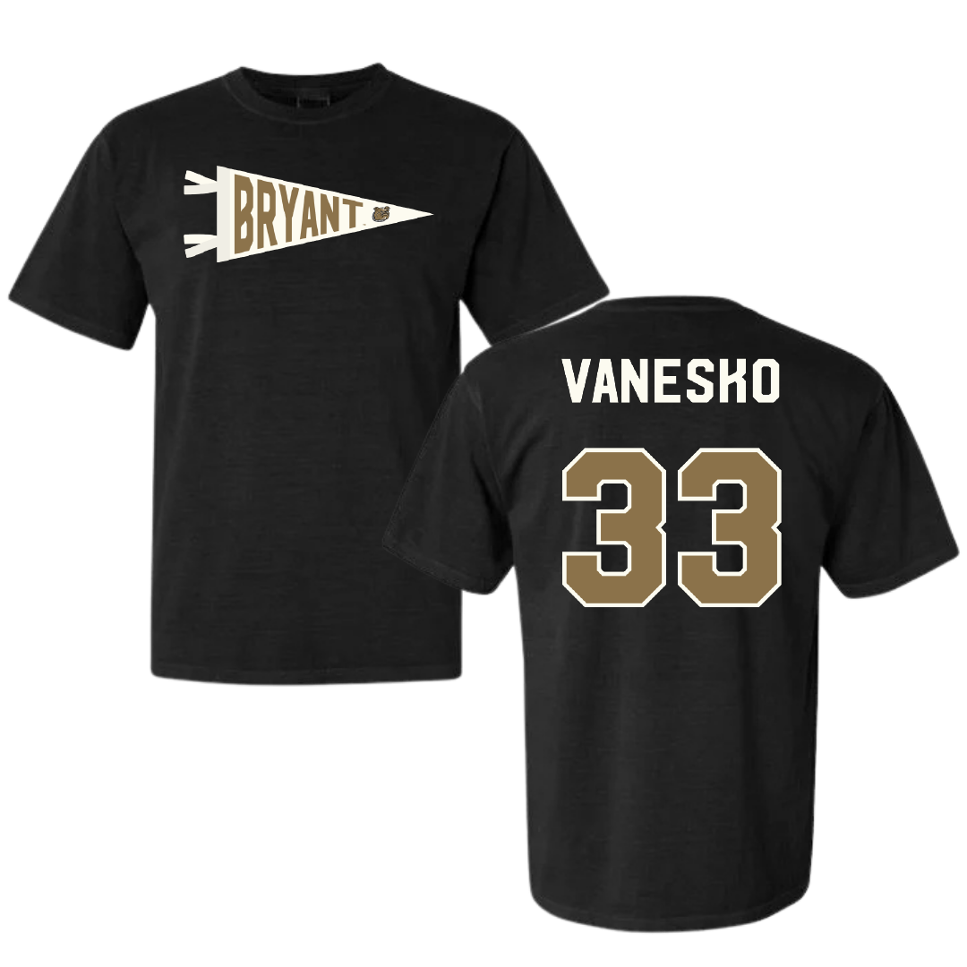 Bryant University Baseball Black Pennant Comfort Colors Tee - #33 Jackson Vanesko