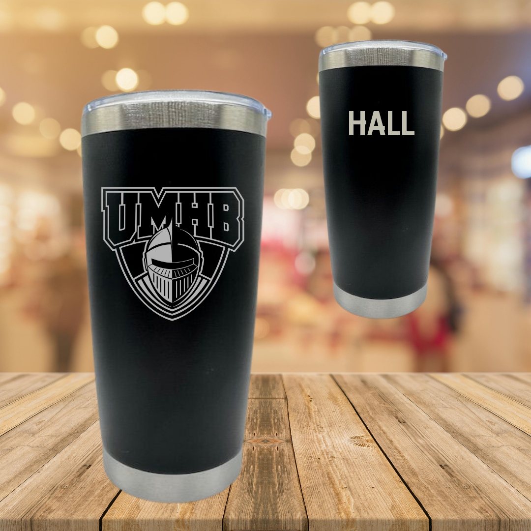 University of Mary Hardin-Baylor Football Black Stainless Steel Tumbler - Quinton Hall