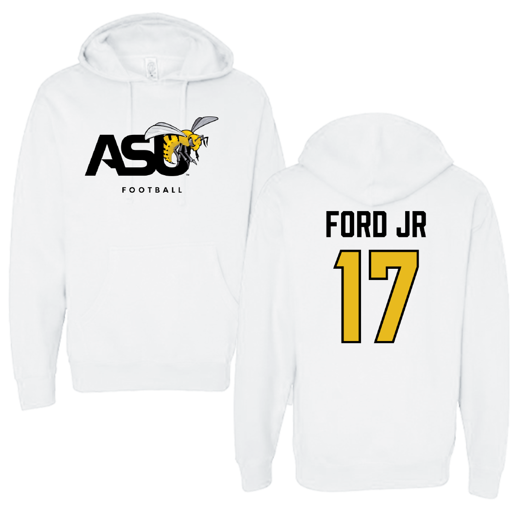 Alabama State University Football White ASU Hoodie - #17 Aaron Ford jr