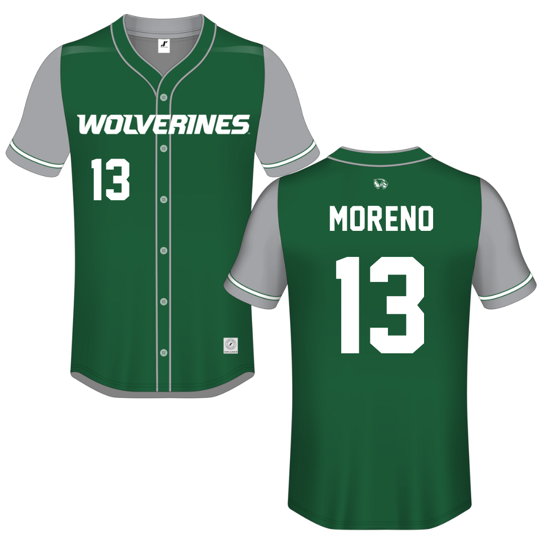 Utah Valley University Green Button-Down Jersey - #13 Britney Moreno