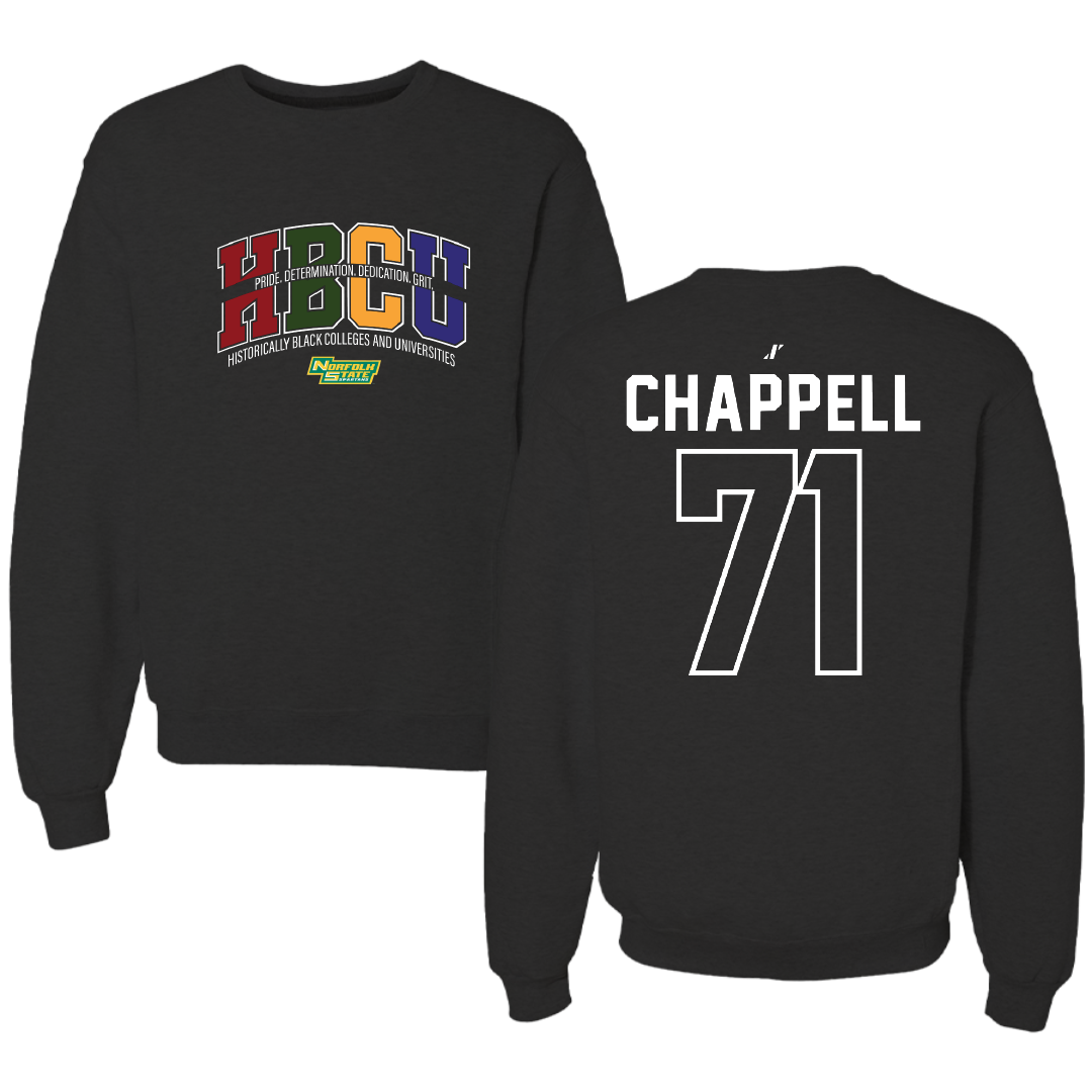 Norfolk State University Football Black HBCU Crewneck - #71 Jayden Chappell