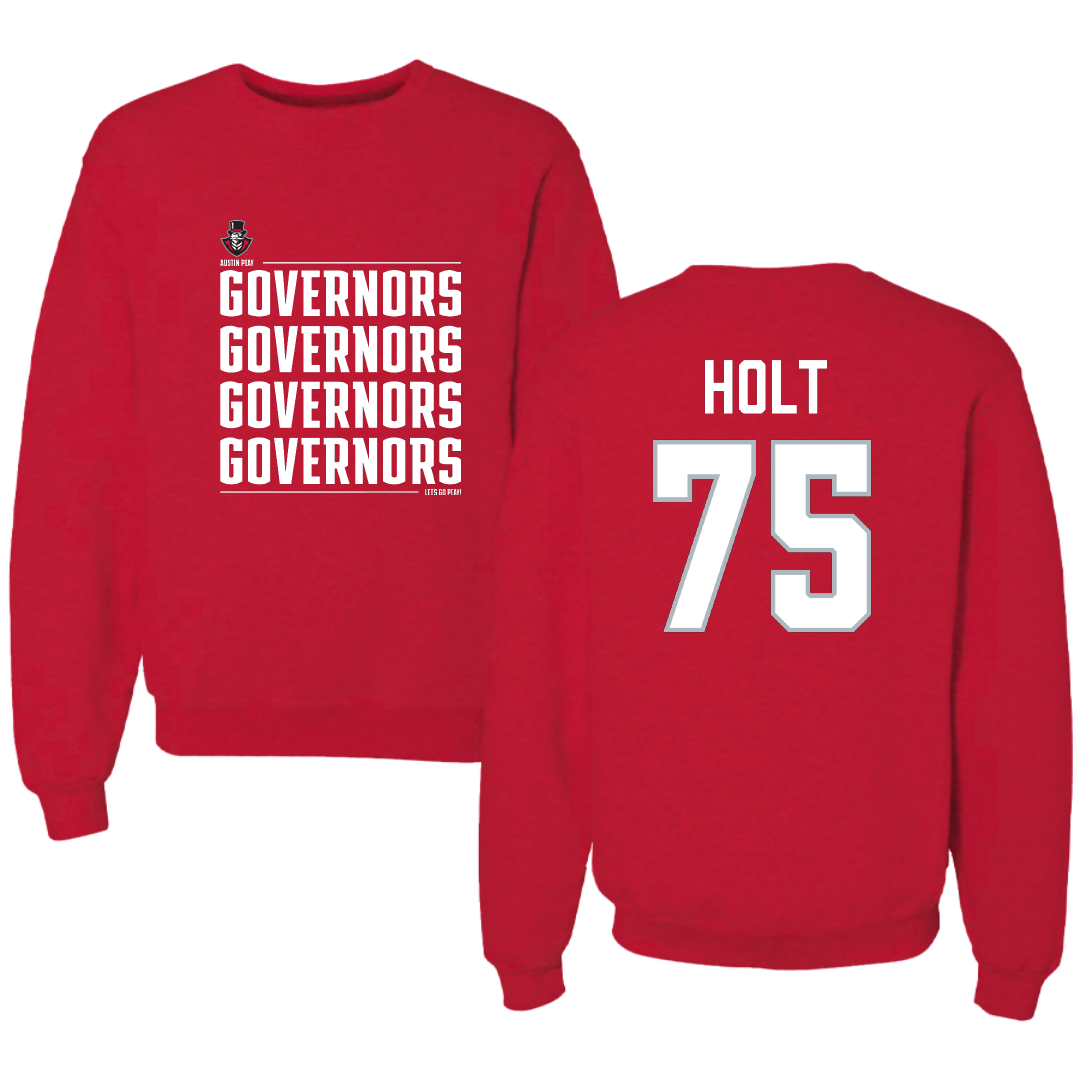 Austin Peay State University Baseball Red General Crewneck - #75 Campbell Holt