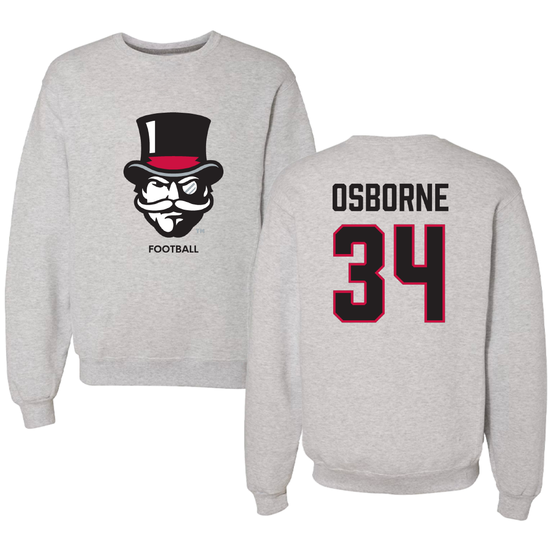 Austin Peay State University Football Light Gray Crewneck - #34 Jahlin Osborne