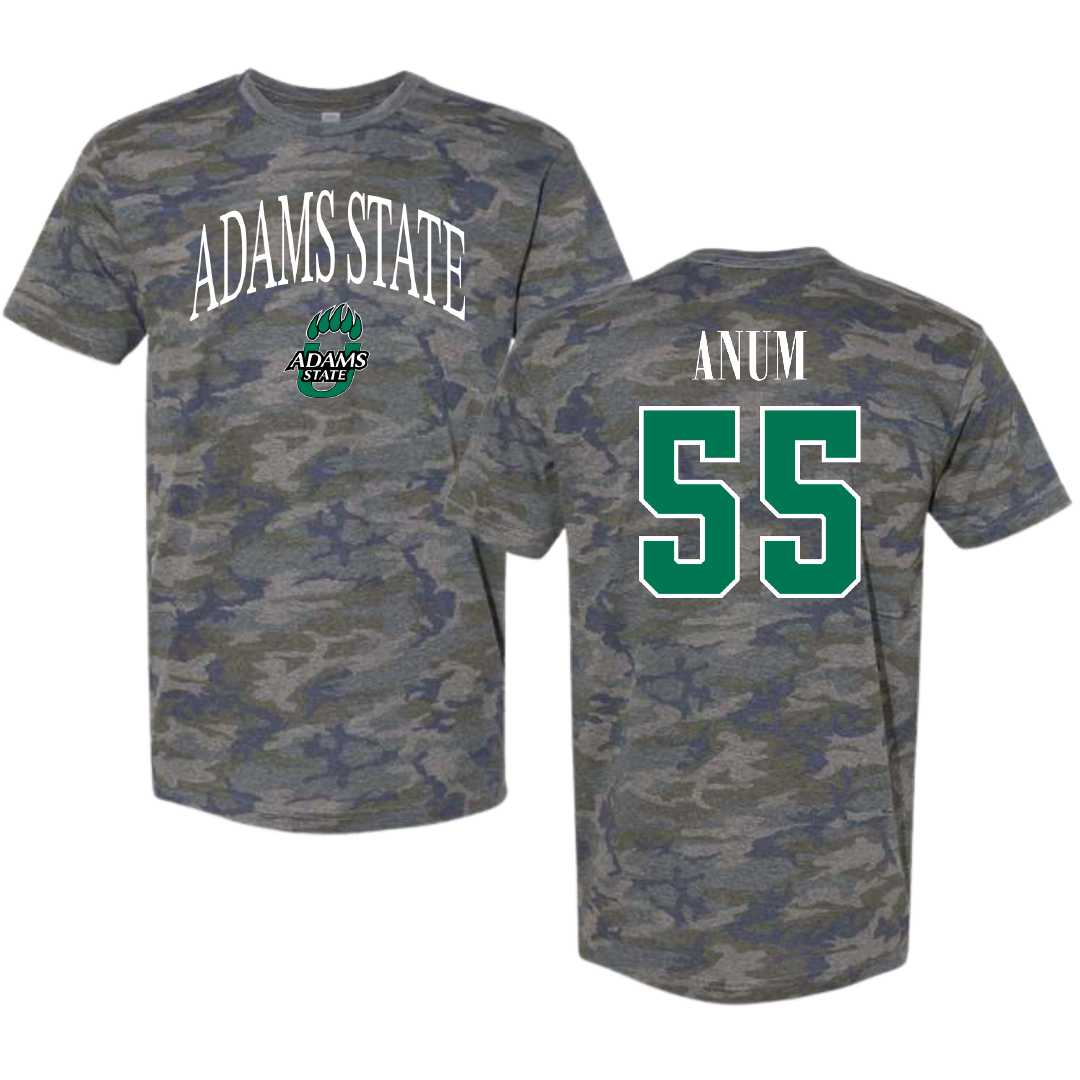 Adams State University Football Vintage Camo Tee - #55 Maxime Anum