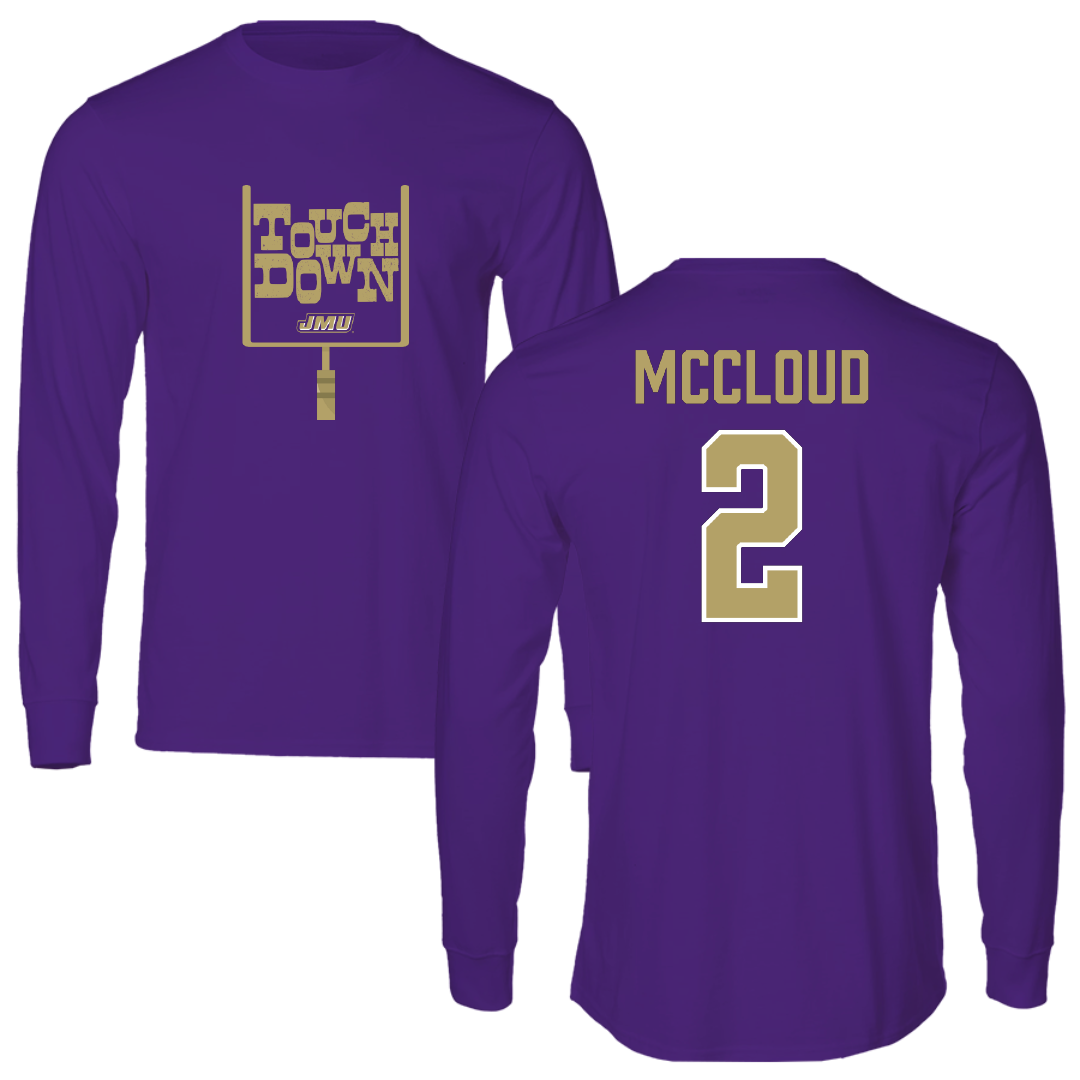 James Madison University Football Purple Touchdown Performance Long Sleeve - #2 Jordan McCloud