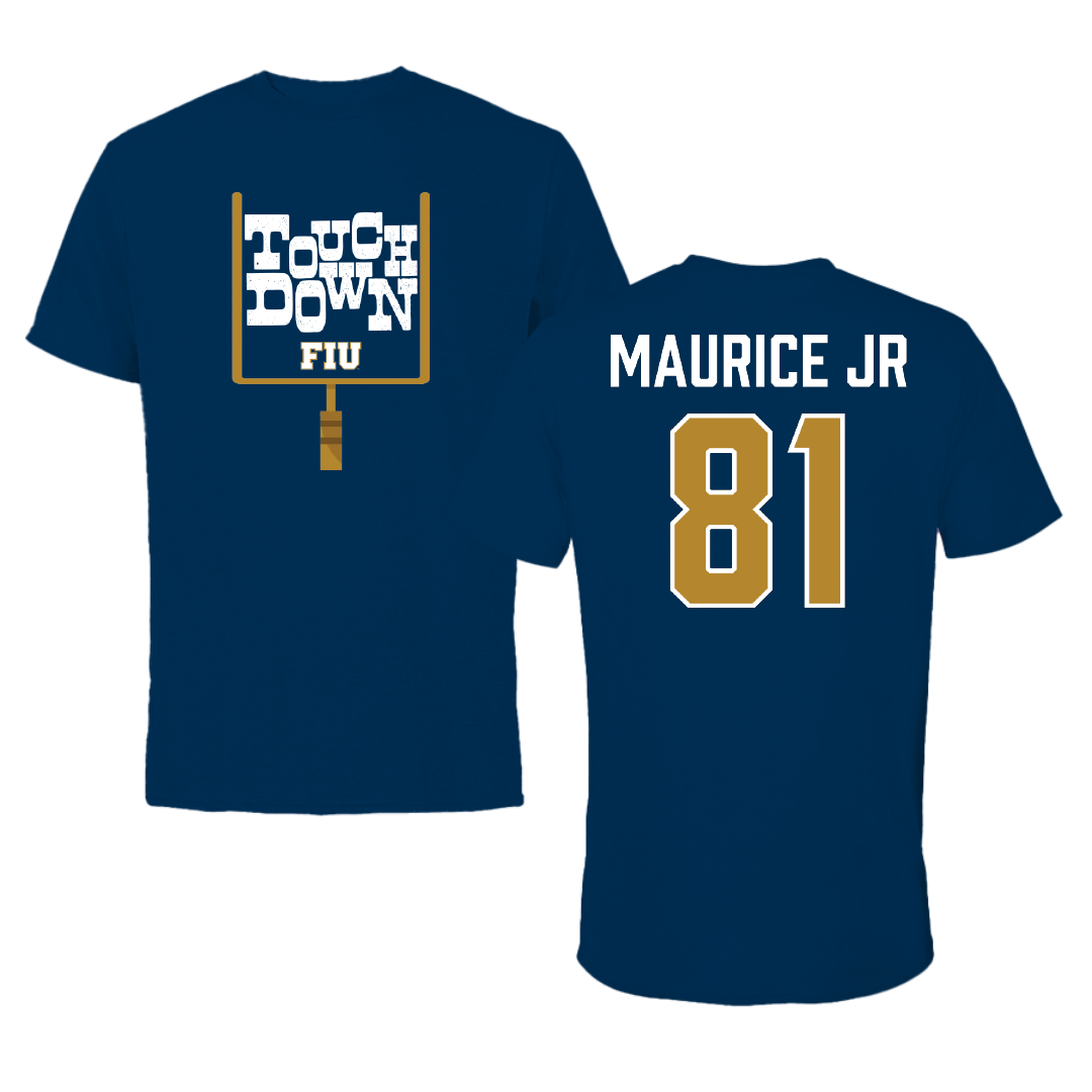 Florida International University Football Navy Touchdown Performance Tee - #81 Luby Maurice Jr