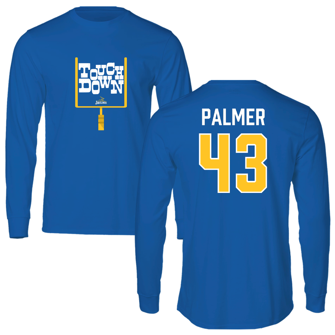 Texas A&M University-Kingsville Football Blue Touchdown Long Sleeve - #43 Tyler Palmer