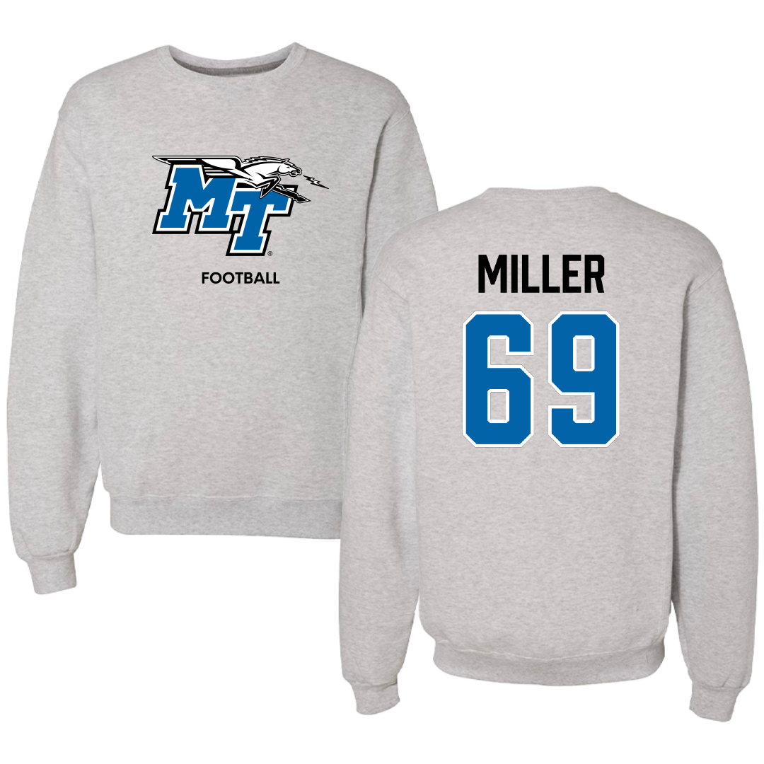 Middle Tennessee State University Football Light Gray Crewneck - #69 Marcus Miller