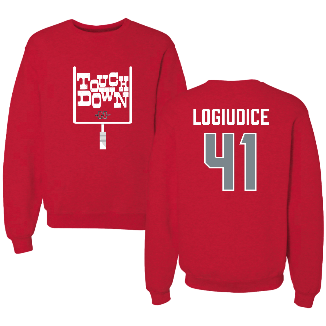 Nicholls State University Football Red Touchdown Crewneck - #41 Dominic LoGiudice