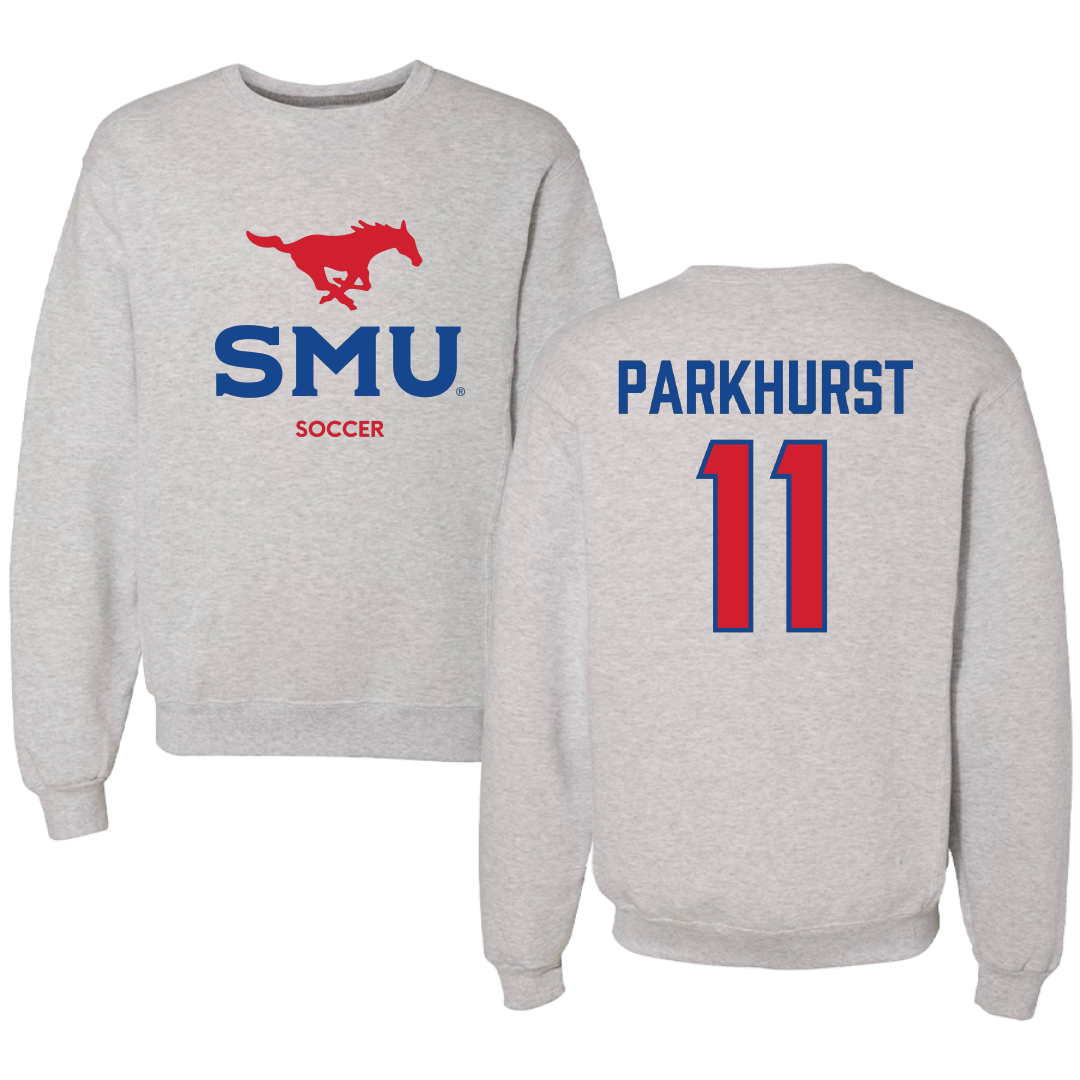 Southern Methodist University Soccer (W) Light Gray Crewneck - #11 Zoë Parkhurst