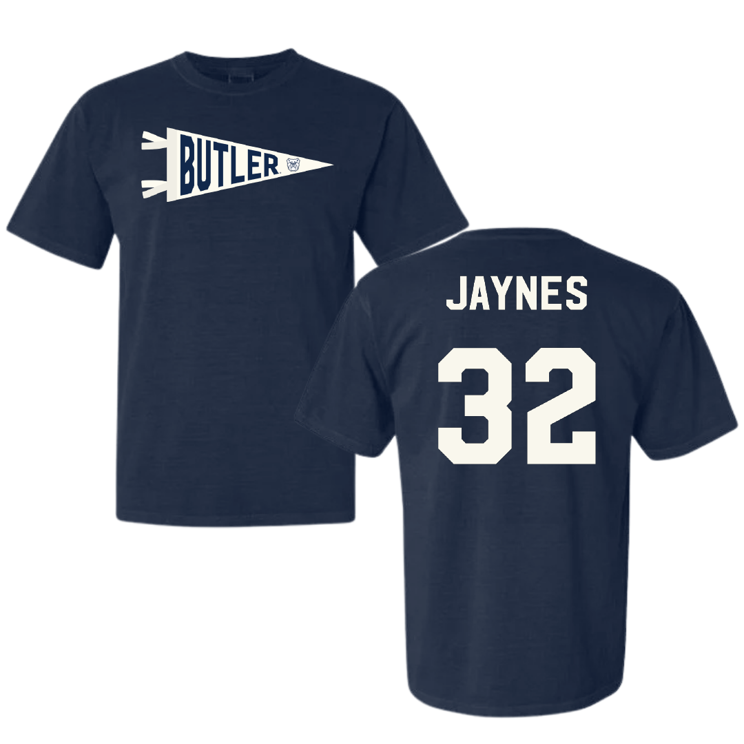 Butler University Basketball Navy Pennant Comfort Colors Tee - #32 Sydney Jaynes