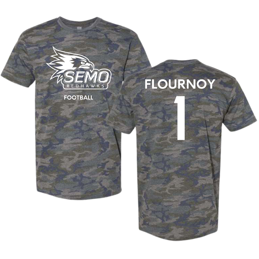 Southeast Missouri State University Football Vintage Camo Tee - #1 Ryan Flournoy