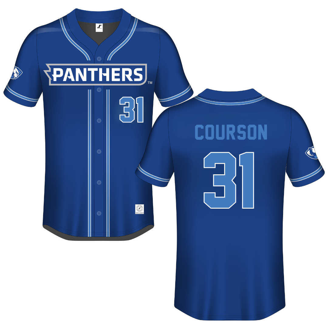 Eastern Illinois University Blue Button-Down Jersey - #31 Zach Courson