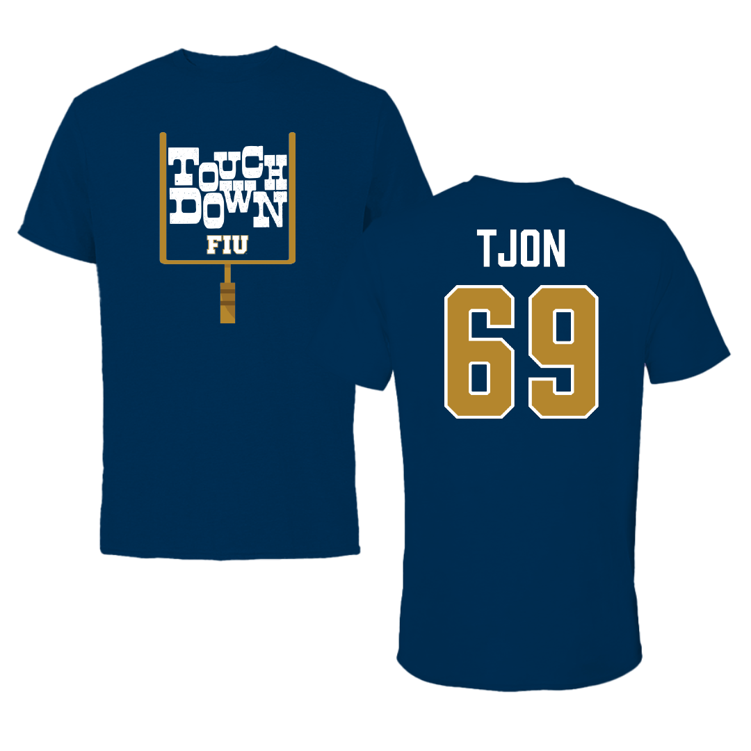 Florida International University Football Navy Touchdown Tee - #69 Ming Tjon