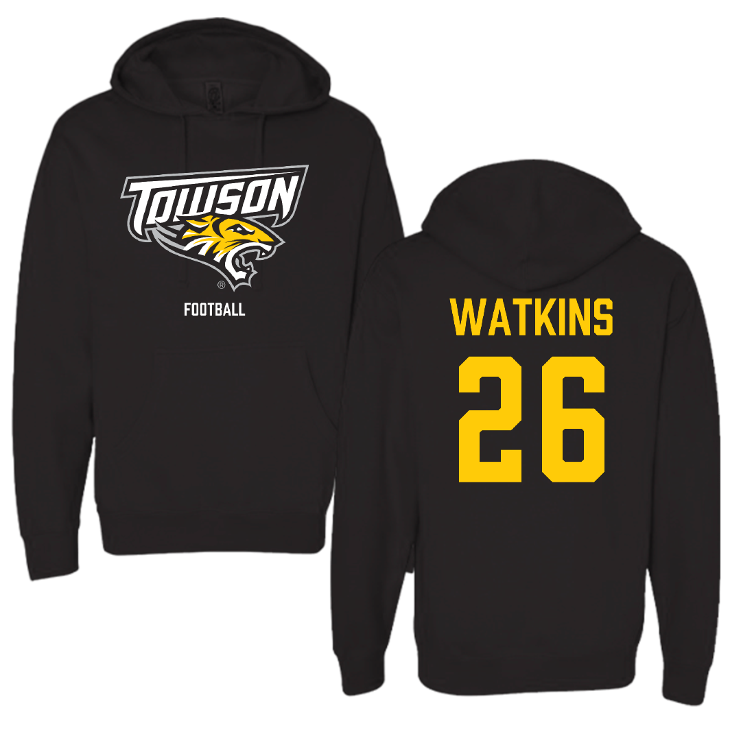 Towson University Football Black Hoodie - #26 Christopher Watkins