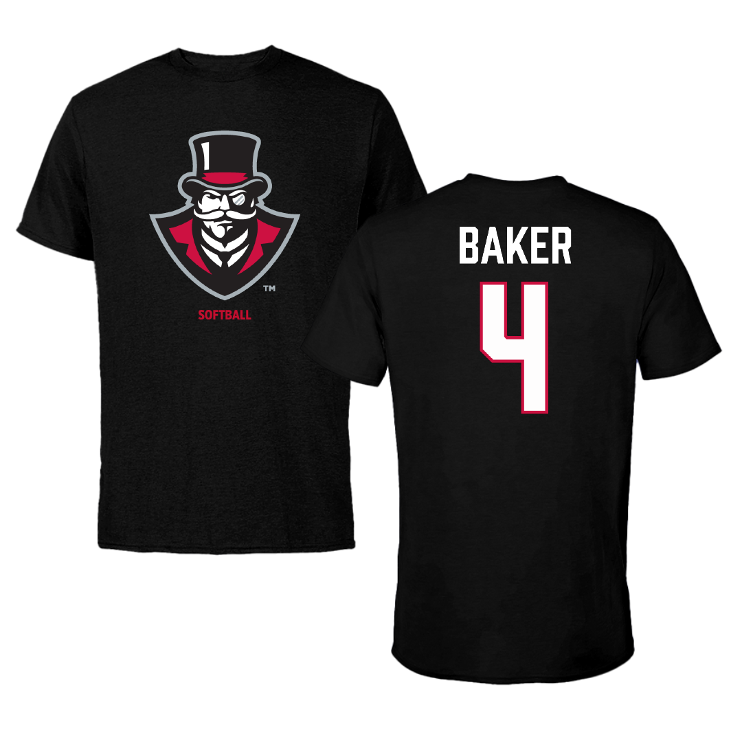 Austin Peay State University Softball Black Performance Tee - #4 Emilee Baker