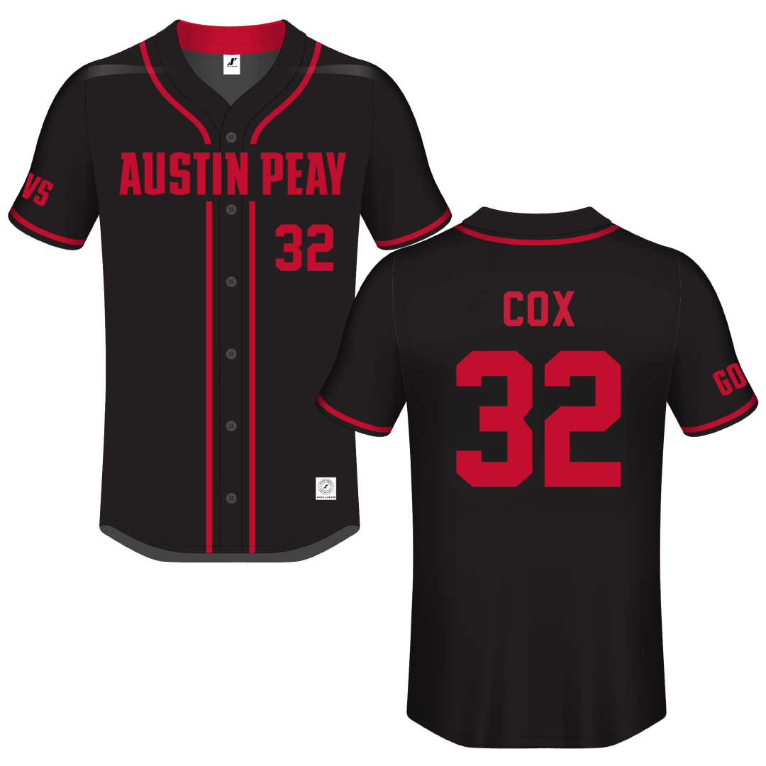 Austin Peay State University Black Button-Down Jersey - #32 Chance Cox