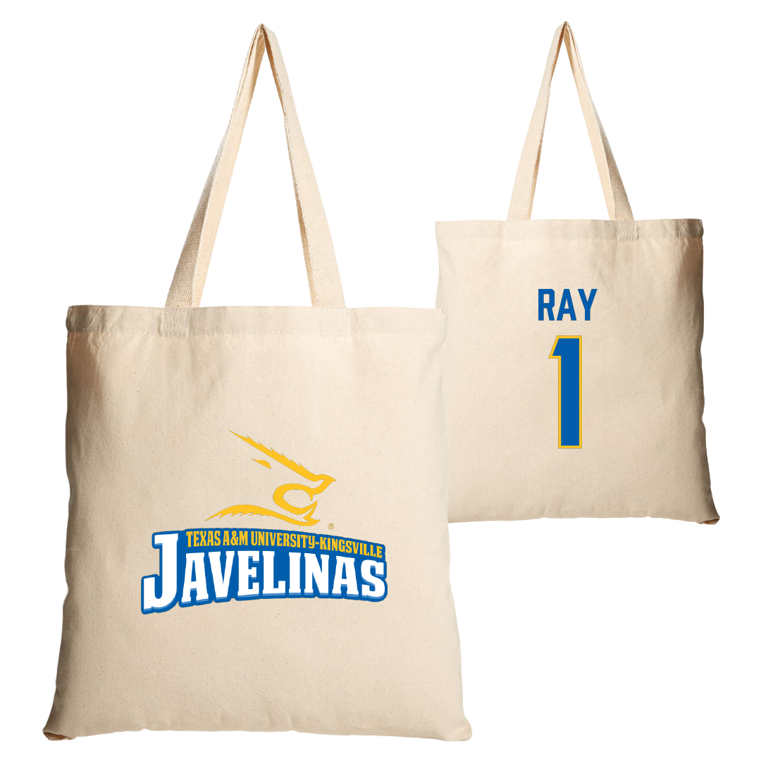 Texas A&M University-Kingsville Basketball Tan Canvas Tote Bag - #1 Shelby Ray