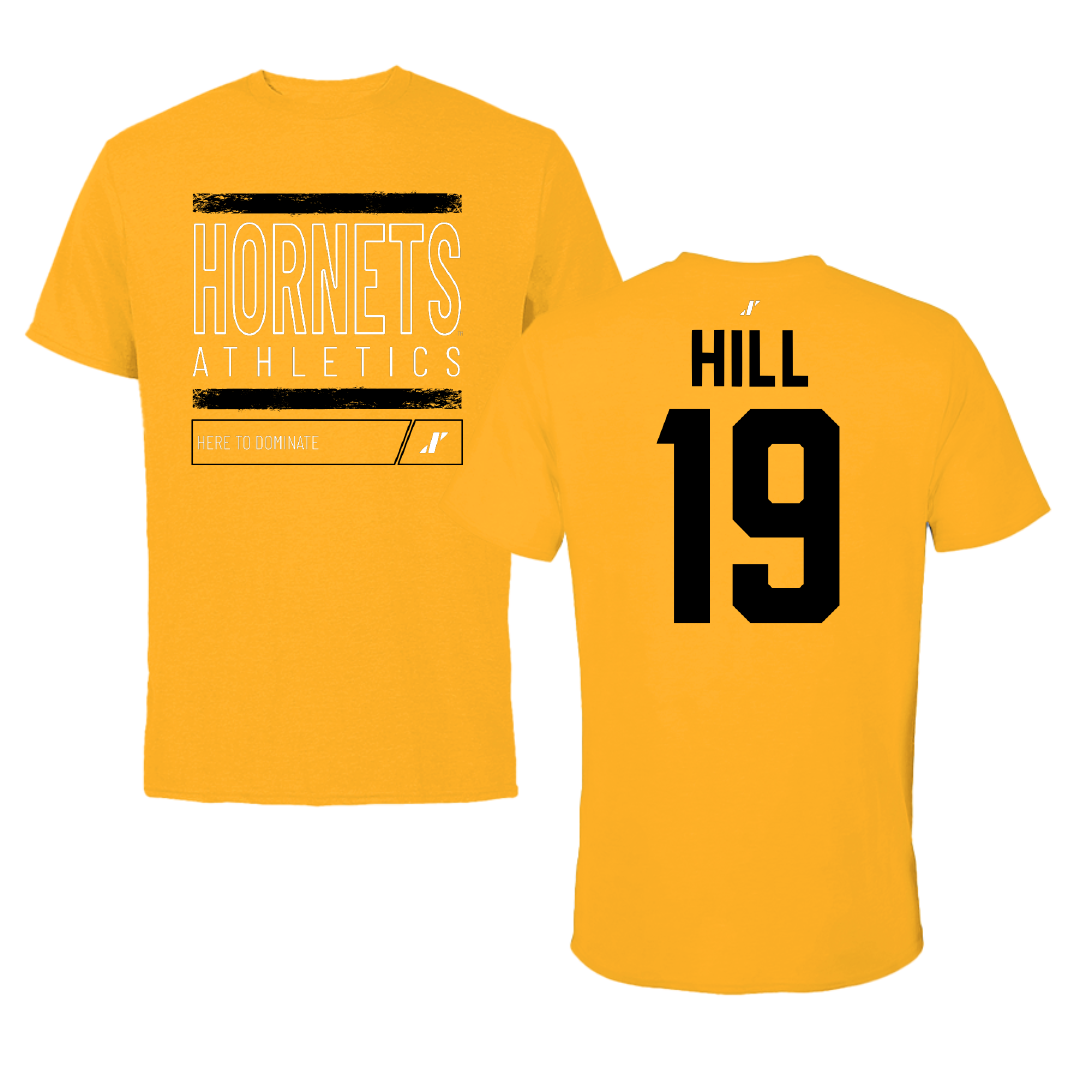 Alabama State University Softball Gold Dominate Performance Tee - #19 Kaitlyn Hill