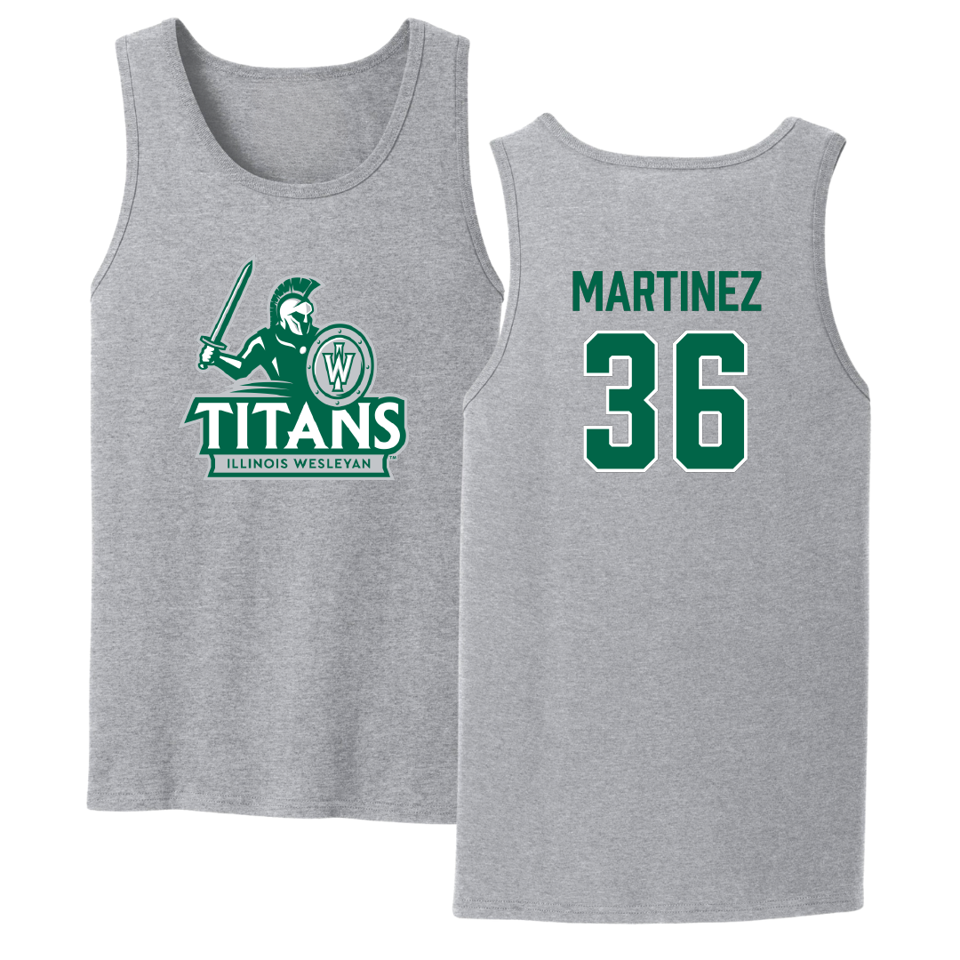 Illinois Wesleyan University Football Sport Gray Tank Top - #36 Yahir Martinez