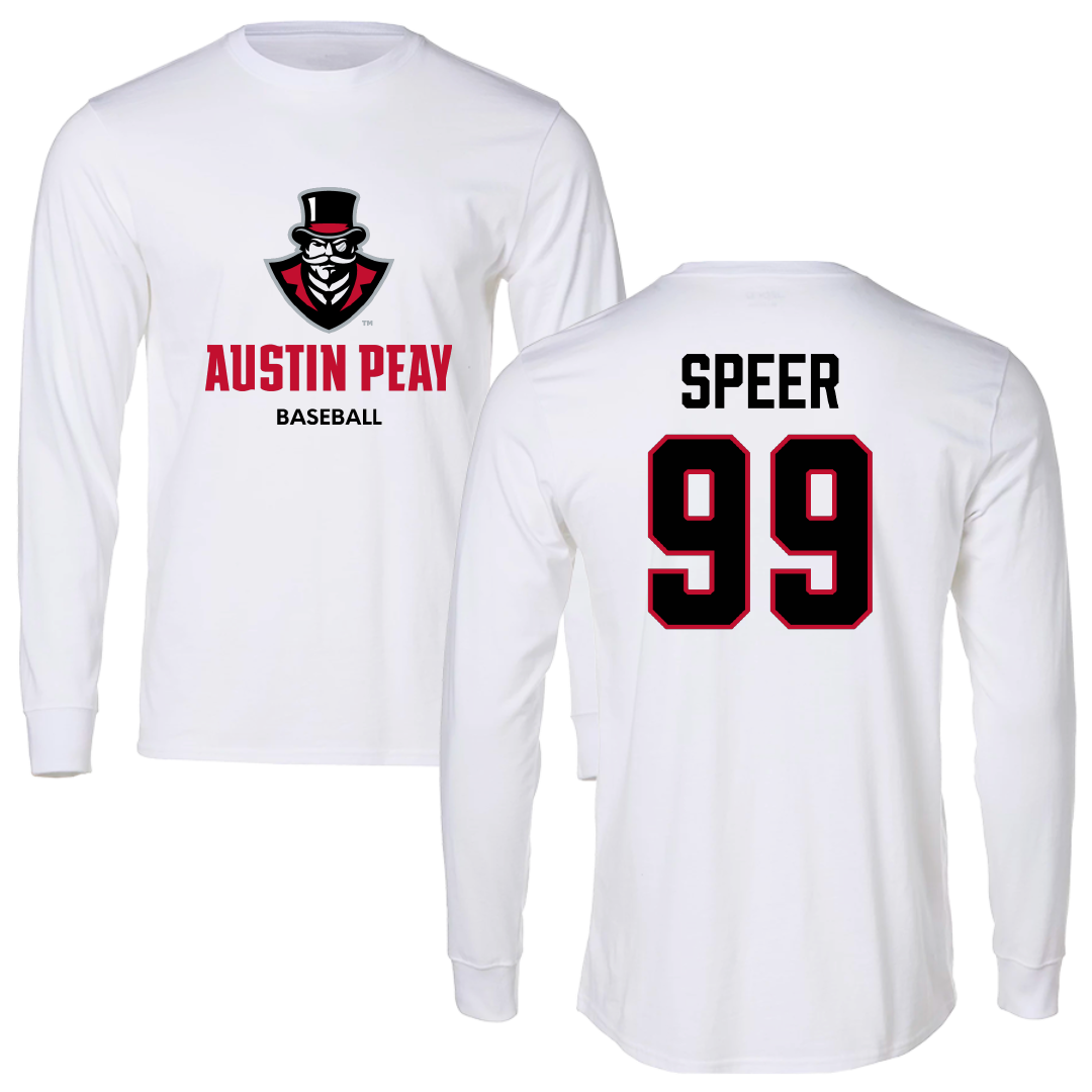 Austin Peay State University Baseball White Long Sleeve - #99 Tre Speer
