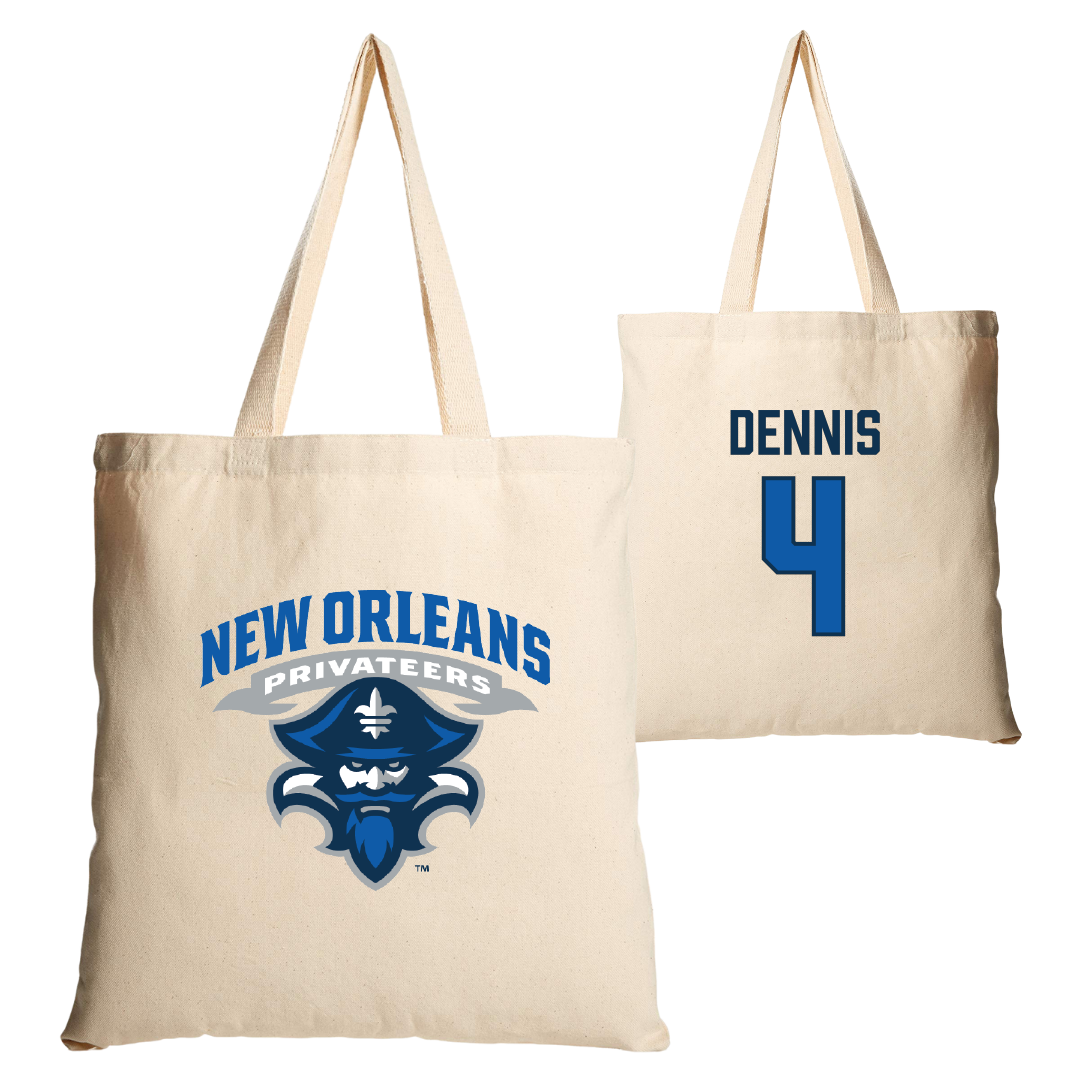 University of New Orleans Baseball Tan Canvas Tote Bag - #4 Cortez Dennis