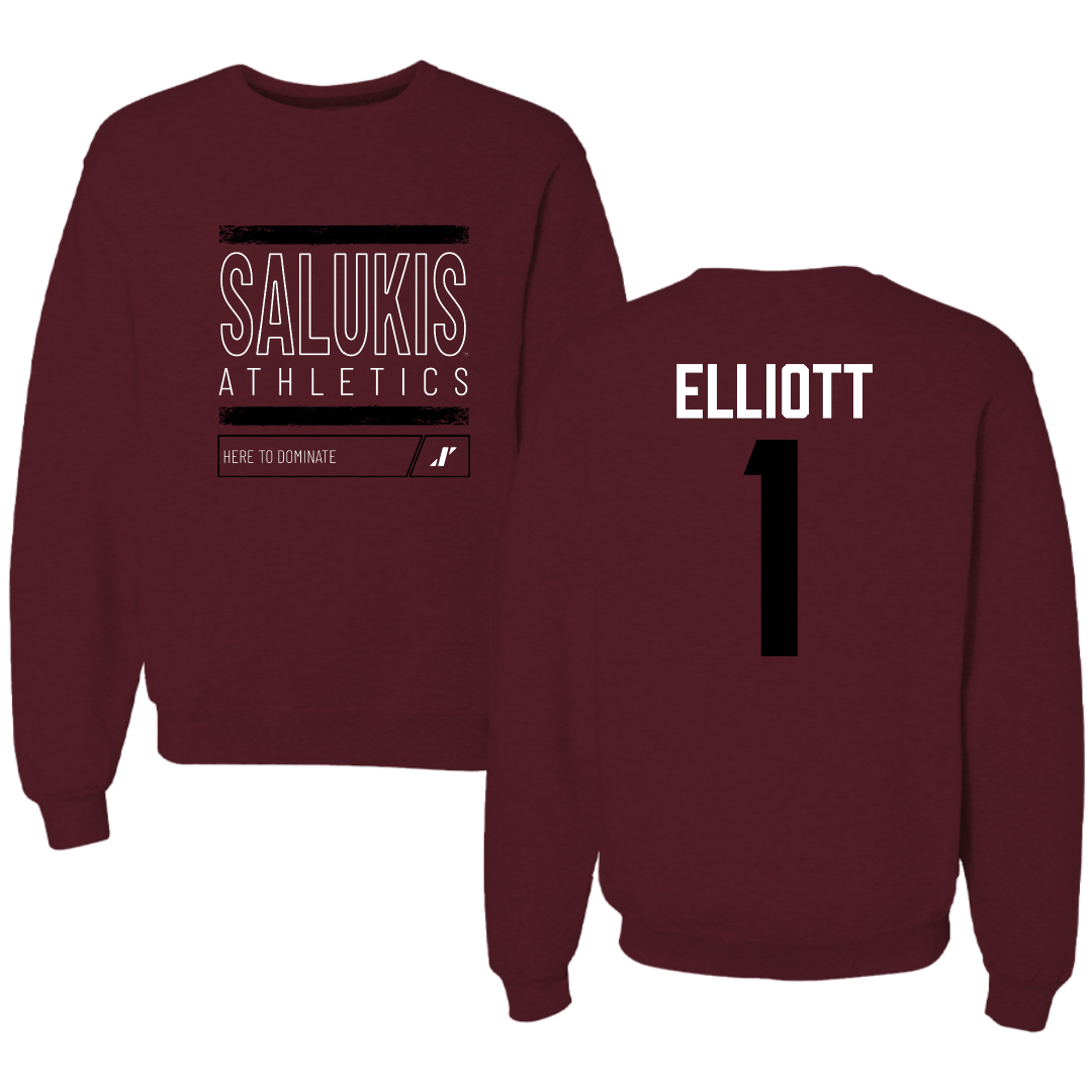 Southern Illinois University at Carbondale Football Maroon Dominate Crewneck - #1 Romeir Elliott
