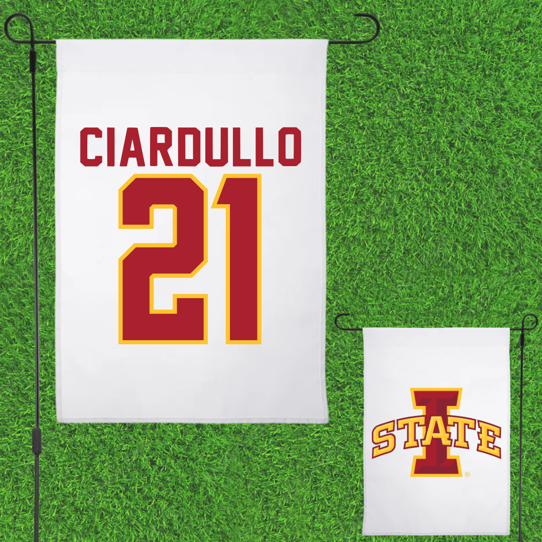 Iowa State University Soccer White Garden Flag - #21 Ella Ciardullo