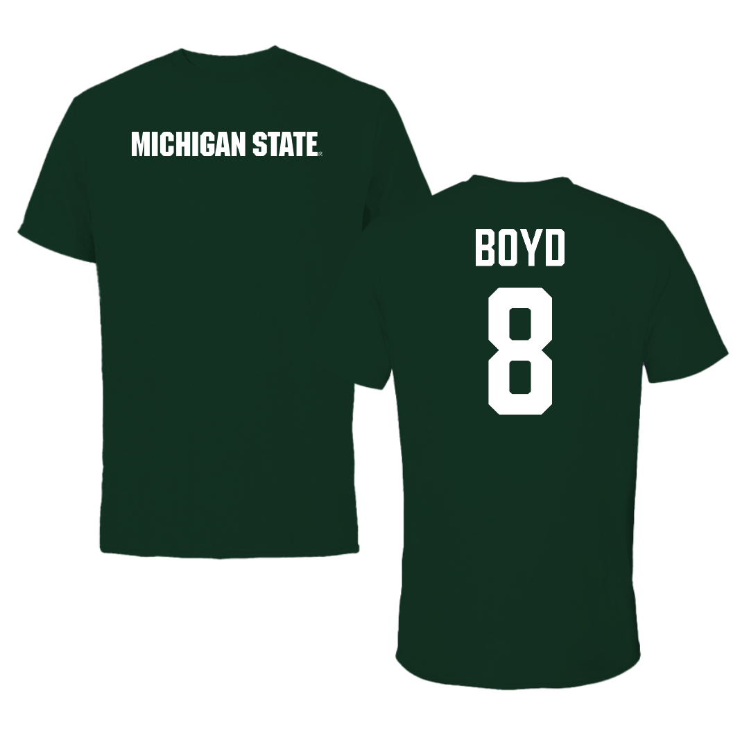 Michigan State University Football Forest Green Tee - #8 Evan Boyd