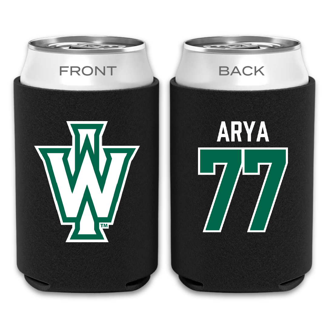 Illinois Wesleyan University Football Black Can Cooler - #77 Justin Arya